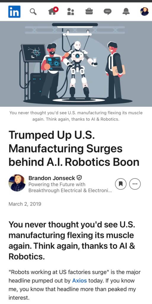 Manufacturing Flexing It's Muscle behind AI & Robotics Boon